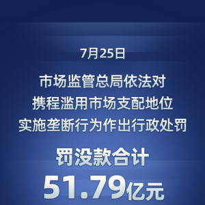 罚没51.79亿元 市场监管总局对携程作出处罚